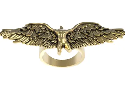 Golden Angel Wings Ring 3D print model