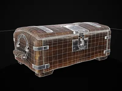 Old Rustic Rose Wood Chest Low-poly 3D model