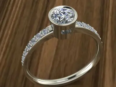 Solitare ring with fancy Bezel 3D print model