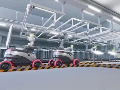 Warehouse robots Delivery Drone interior 3D model