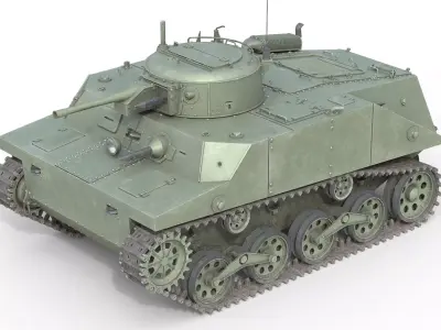 Type 2 Ka Mi Tank Low-poly 3D model