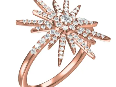 Antique Micro Prong Set Star Ring 3D print model