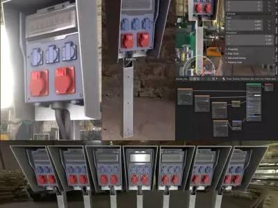 Power Sockets Distributor Box with Fuse Module  Low-poly 3D model