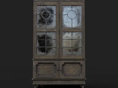 Old Wooden Cabinet 3D Model Vintage Furniture PBR Asset Low-poly 3D model