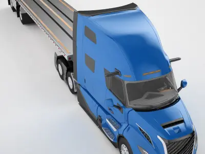 Semi Truck Generic Flat Trailer 02 3D model