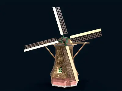 Holland Wind turbines Low-poly 3D model