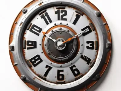 Industrial Steampunk Wall Clock 3D model