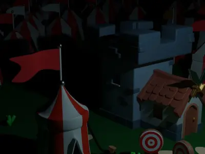 War Camp Scene Low-poly 3D model