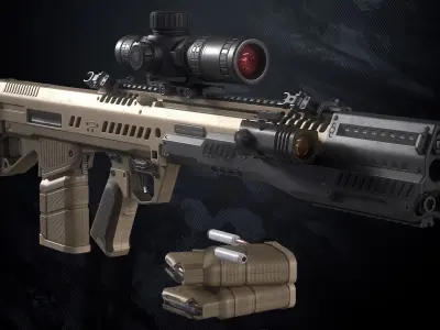 MR-772 Assault Rifle With Hands And Weapon Case Low-poly 3D model