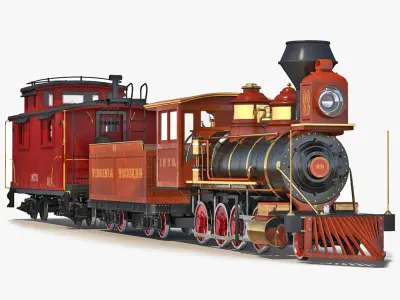 Steam Train and Caboose 3D model