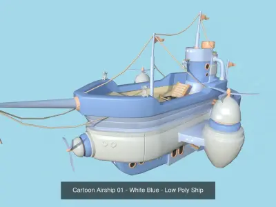 10 Cartoon Airships Collection - Low Poly Ship 3D Model Pack