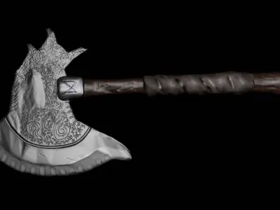 Rune axe Low-poly 3D model