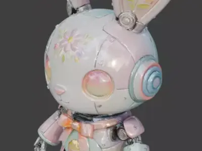 MECHANICAL EASTER BUNNY ROBOT 3D MODEL V02 Low-poly 3D model