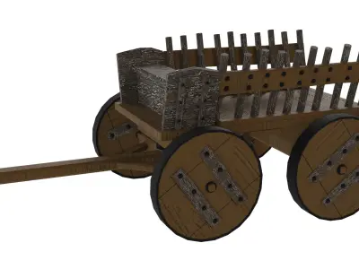 Wooden Wagon Low-poly 3D model