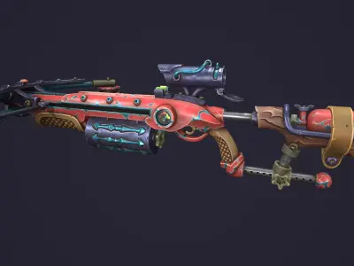 Steampunk crossbow  Low-poly 3D model