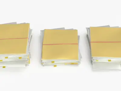  Pile of Paper Files Archive stack Set of 3 