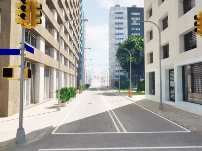City Downtown Skyscraper Street Lot 11 Free 3D model