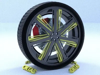 ORTAS CAR RIM 17 GAME READY RIM TIRE AND DISC 3D model