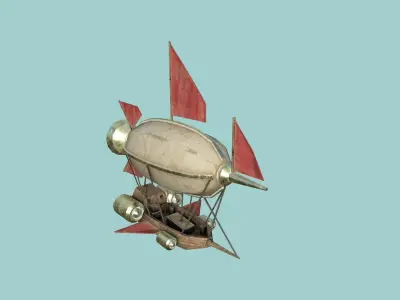 Steampunk Airship - Low Poly Aircraft 01 - Flying Ship Low-poly 3D model