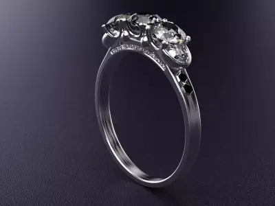 Diamond pear ring solitare rose gold fashion woman industrial 3D model