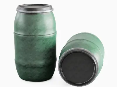 Dirty Plastic Barrel 03 Low-poly 3D model