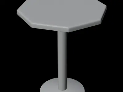 Old Worn Scratched Marble and Wood Octagon Table 3D model