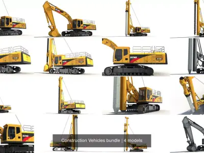 Construction Vehicles bundle 3D Model Pack