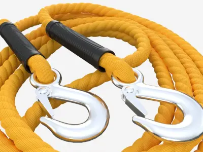 Towing Rope With Metal Hooks 3D model