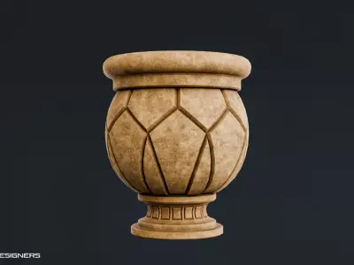 Ancient Stone Urn Vase Low-poly 3D model