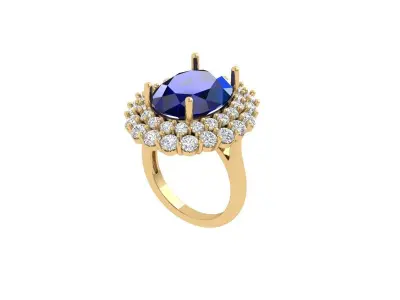 Oval Art Deco Ring 3D print model 9