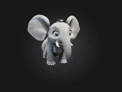 cartoon elephant Low-poly 3D model