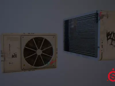 Dirty Air Conditioner  Low-poly 3D model