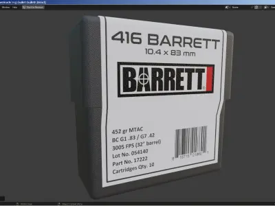 Bullet and Box - Barrett Low-poly 3D model