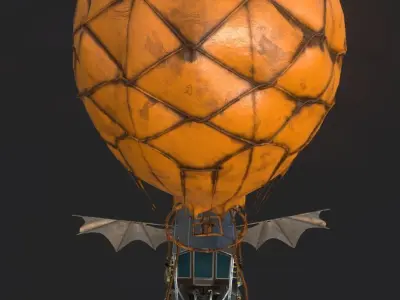 Steampunk AirShip Low-poly 3D model PBR Low-poly 3D model