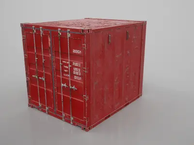  Intermodal Shipping Container 10-foot-long Red Aged 