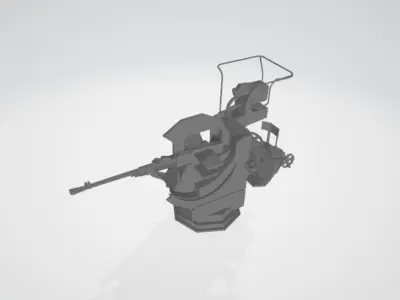 ITALIAN AA GUN WW2 Low-poly 3D model