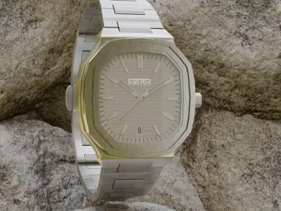 Steel Watch 3D Model  Realistic Wristwatch with Metal Strap 3D model
