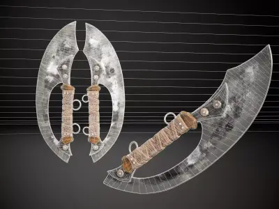 Curved Double Cleaver Low-poly 3D model