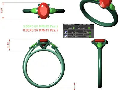 Oval And Pear Stone Engagement Ring 3D print model purchase