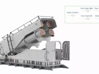 Heavy Weapon Launcher Open Light Gray Rigged 3D model purchase