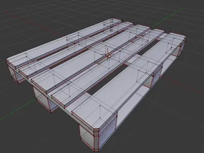 EuroPallet three wooden pallets stacked 3D model