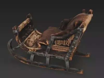 Nordic Chieftain Sleigh 3D Model Low-poly 3D model