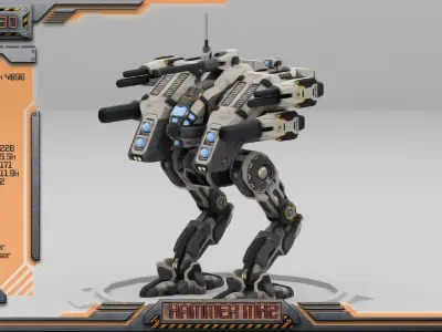 Hammer MK2 BattleMech Low-poly 3D model
