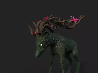 Fantastic Deer  Mystic Low-poly 3D model