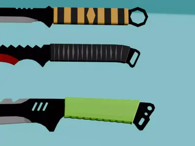 3 MACHETES Low-poly 3D model