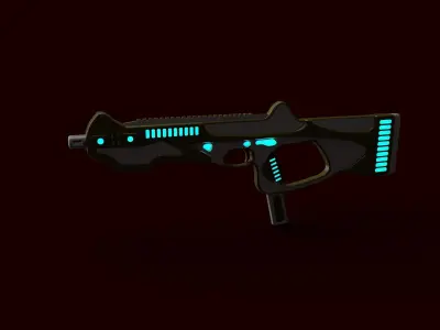 Sci Fi gun Low-poly 3D model 13