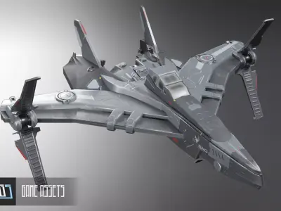 Scifi Spaceship Low-poly 3D model