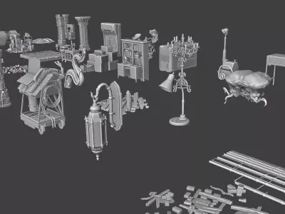 Horror Game Environment Set 5 Low-poly 3D model