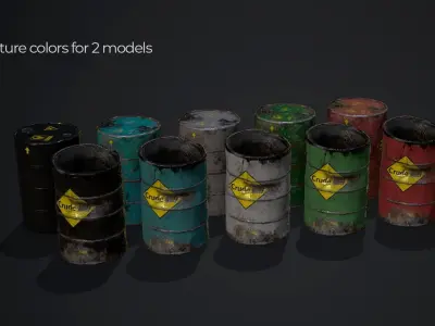Low-poly game-ready barrels models Low-poly 3D model