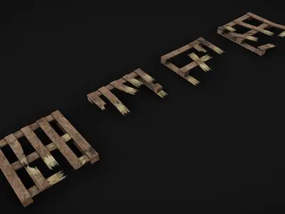 Destroyed Pallets Low-poly 3D model